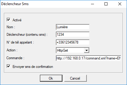 SMS trigger example