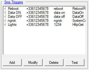 SMS trigger list