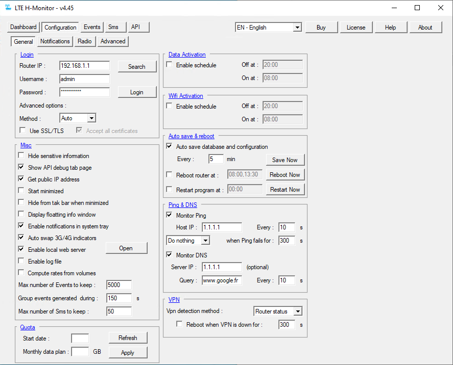 General Configuration tab