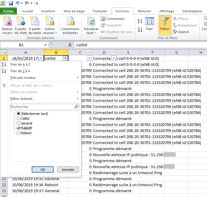 Excel filter