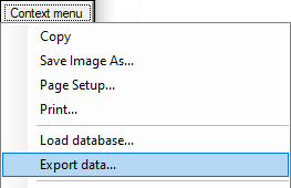 Data export menu