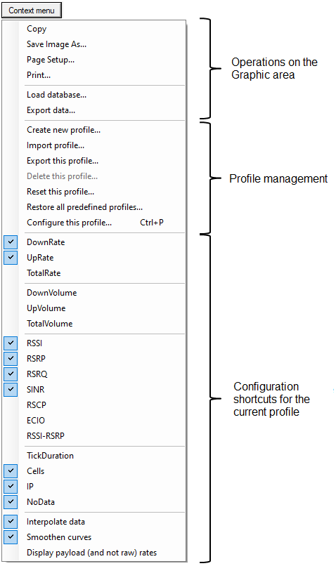 Profile context menu