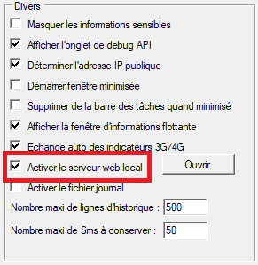 Activation du serveur web intégré