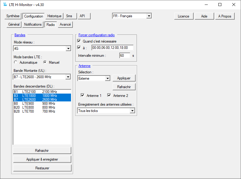 Radio configuration tab