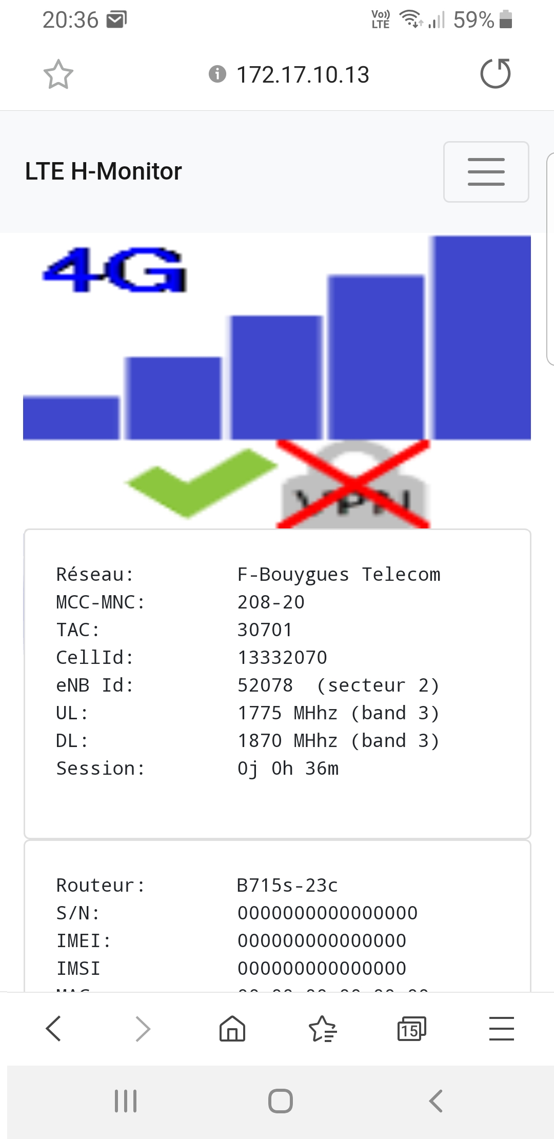 Page principale du serveur intégré